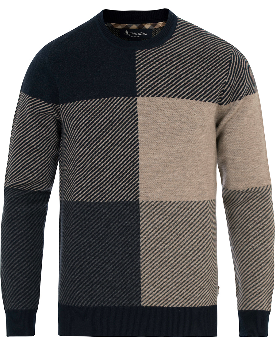 Homme | Pulls Et Tricots | Aquascutum | Clapton Large Check Knit Navy