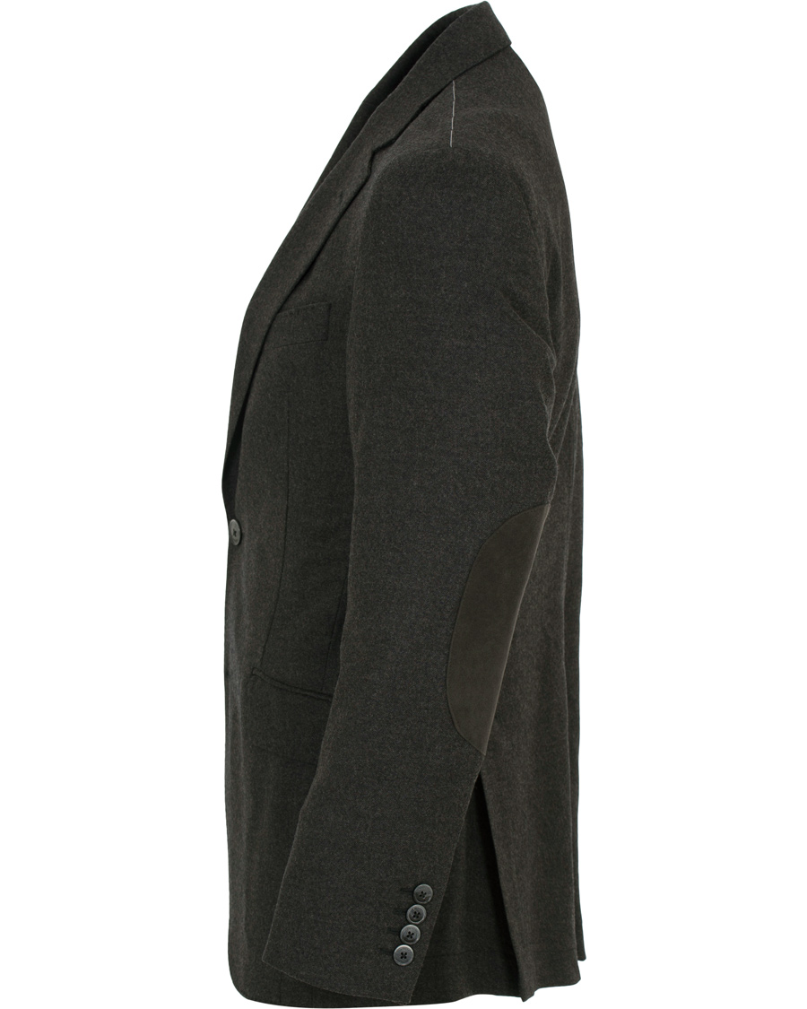 Homme | Blazers | Hackett | Solid Flannel Suede Elbow Patch Blazer Grey
