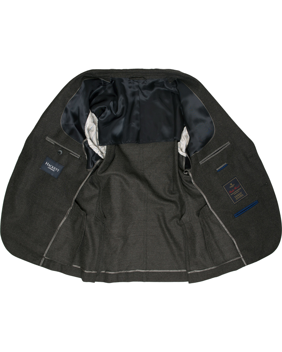 Homme | Blazers | Hackett | Solid Flannel Suede Elbow Patch Blazer Grey