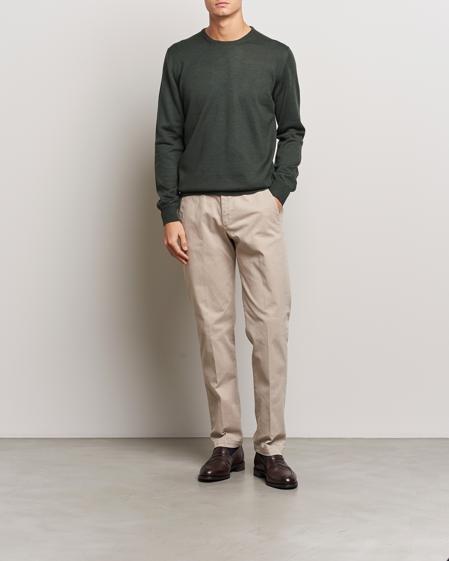 Homme | Pulls Et Tricots | Gran Sasso | Merino Fashion Fit Crew Neck Pullover Olive Green