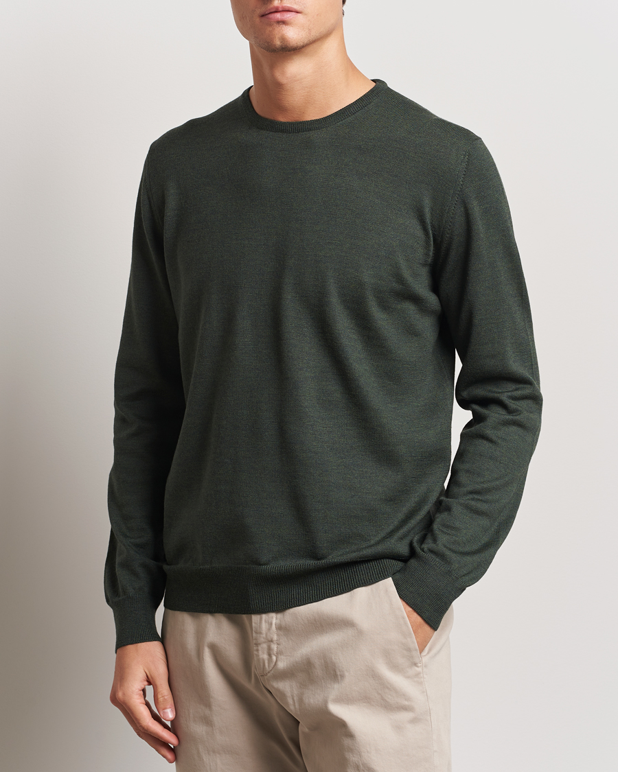 Homme | Pulls Et Tricots | Gran Sasso | Merino Fashion Fit Crew Neck Pullover Olive Green