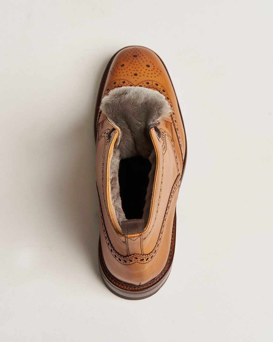 Homme | Loake 1880 Wolf Premium Fur Lined Brogue Tan Burnished Calf | Loake 1880 | Wolf Premium Fur Lined Brogue Tan Burnished Calf