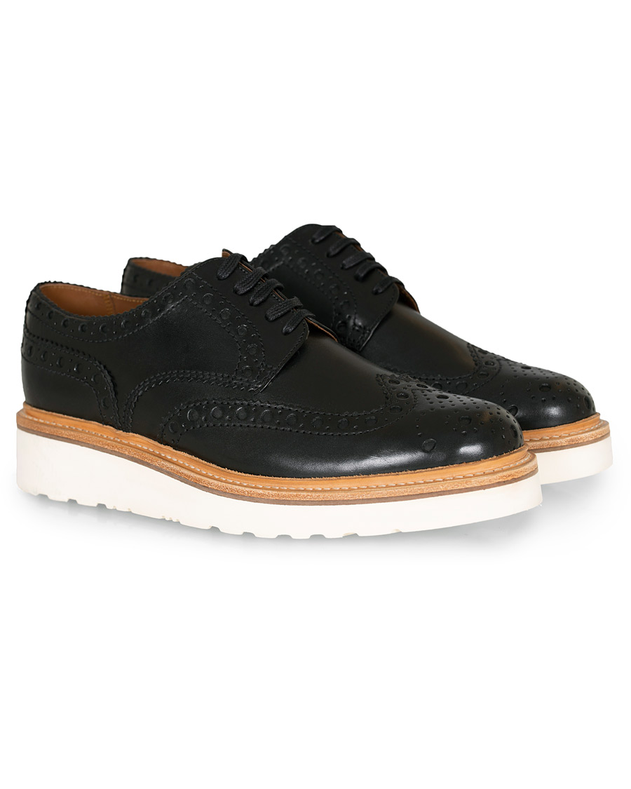 Homme | Grenson Archie Brogue Derby Wedge Sole Black Calf | Grenson | Archie Brogue Derby Wedge Sole Black Calf