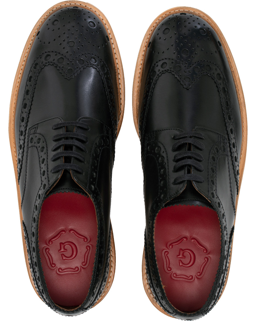 Homme | Grenson Archie Brogue Derby Wedge Sole Black Calf | Grenson | Archie Brogue Derby Wedge Sole Black Calf