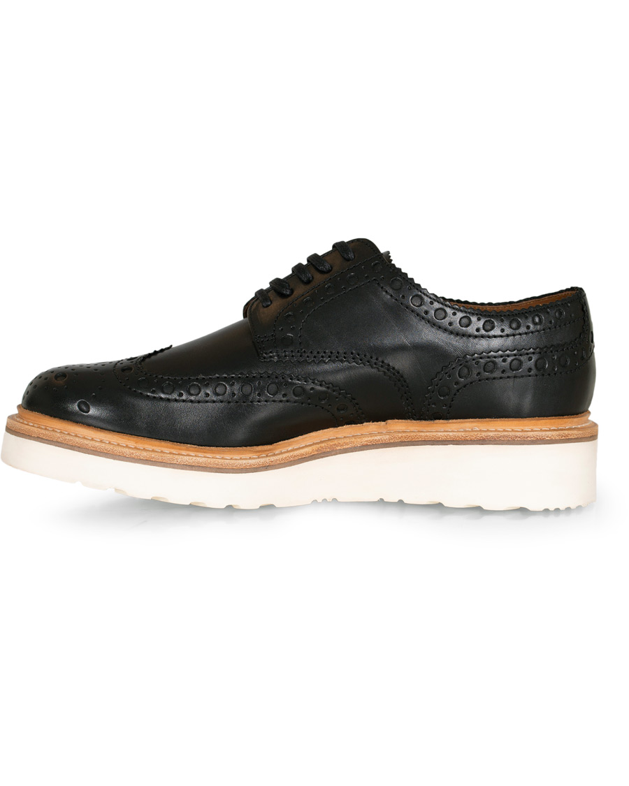 Homme | Grenson Archie Brogue Derby Wedge Sole Black Calf | Grenson | Archie Brogue Derby Wedge Sole Black Calf