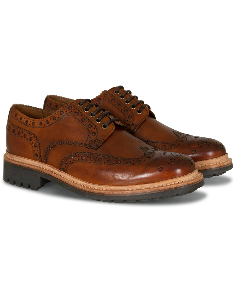 Heren | Grenson Archie Brogue Derby Commando Sole Tan Calf | Grenson | Archie Brogue Derby Commando Sole Tan Calf