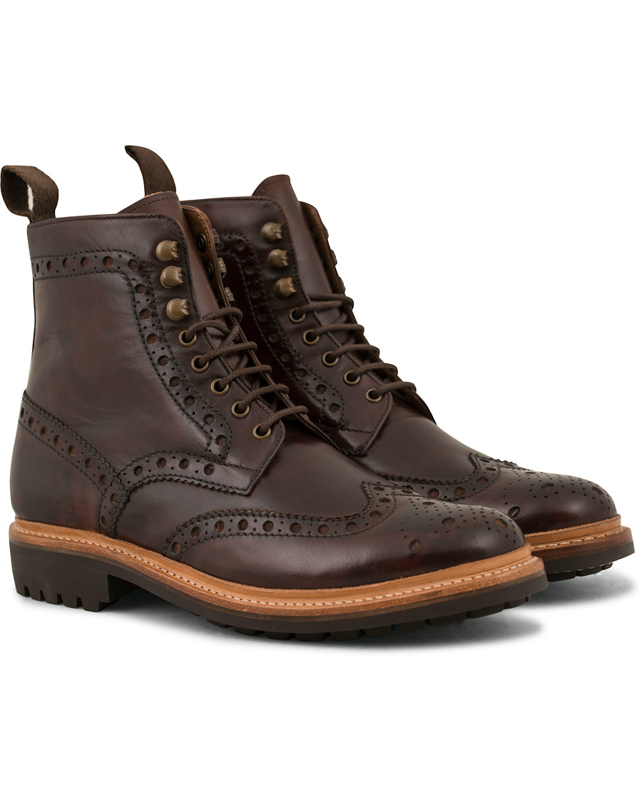 Homme | Grenson Fred Brogue Boot Commando Sole Brown Calf | Grenson | Fred Brogue Boot Commando Sole Brown Calf
