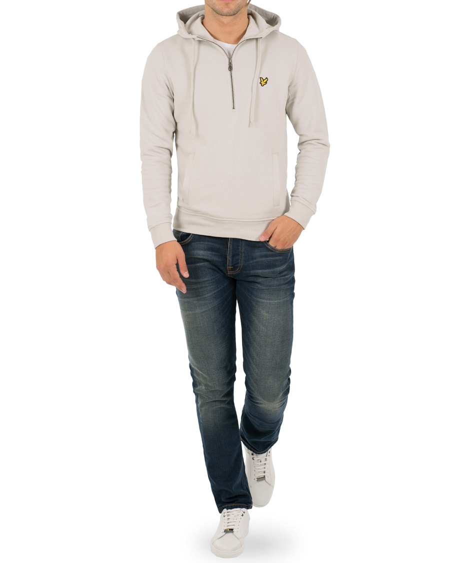 Heren | Truien | Lyle & Scott | Half Zip Hoodie Light Grey