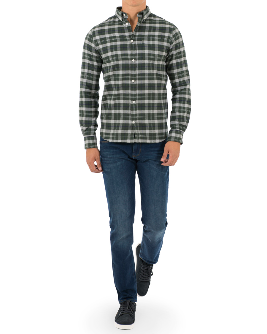 Homme | Chemises | Norse Projects | Anton Flannel Check Shirt Moss Green/Charcoal