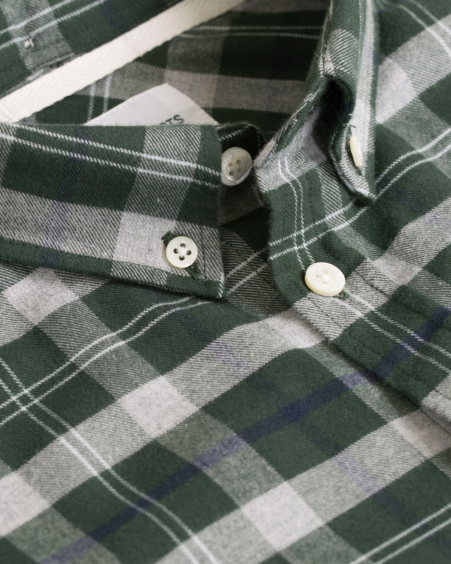 Homme | Chemises | Norse Projects | Anton Flannel Check Shirt Moss Green/Charcoal