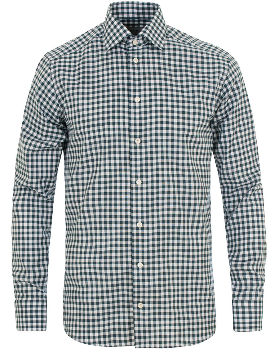 Heren | Overhemden | Eton | Slim Fit Twill Check Shirt Green