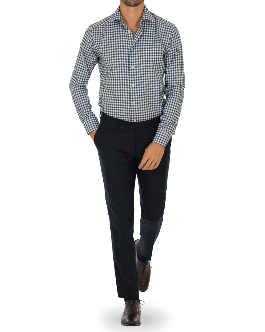 Heren | Overhemden | Eton | Slim Fit Twill Check Shirt Green