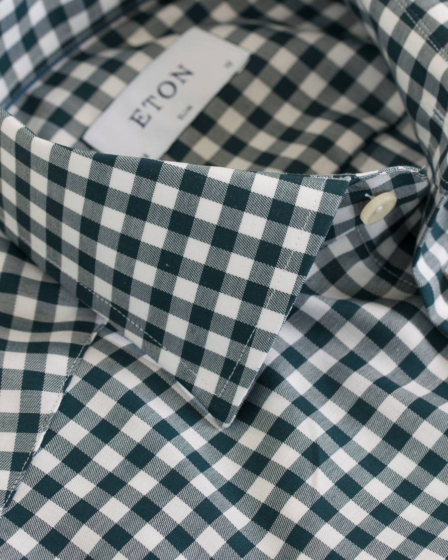 Heren | Overhemden | Eton | Slim Fit Twill Check Shirt Green
