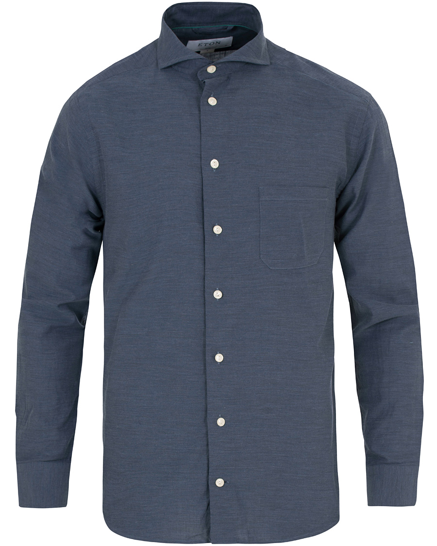 Homme | Chemises | Eton | Slim Fit Flannel Shirt Dark Blue