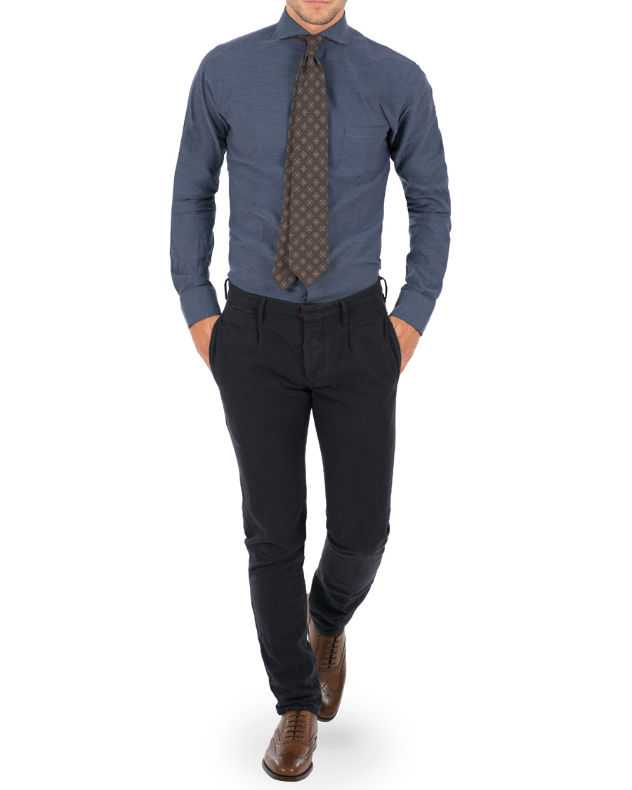 Homme | Chemises | Eton | Slim Fit Flannel Shirt Dark Blue