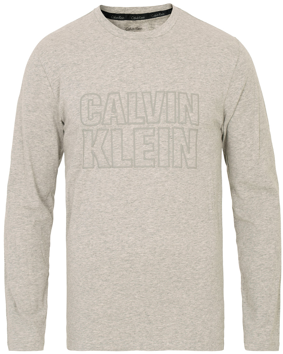 Homme | T-shirts | Calvin Klein | Jeans Logo Long Sleeve Crew Neck Tee Grey
