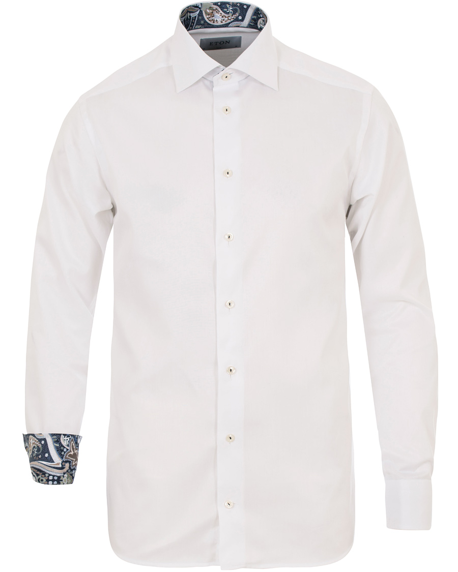 Heren | Overhemden | Eton | Super Sim Contrast Flower Shirt White