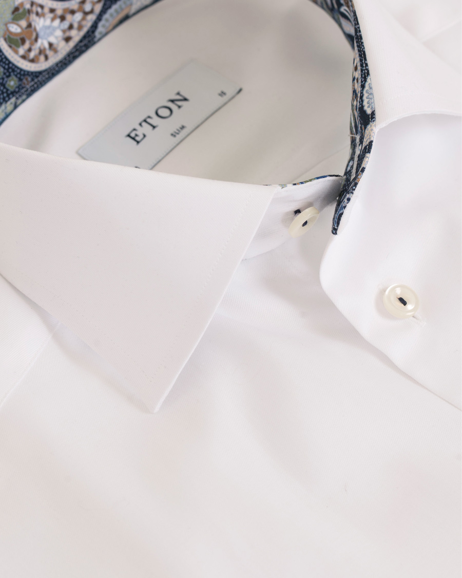 Heren | Overhemden | Eton | Super Sim Contrast Flower Shirt White