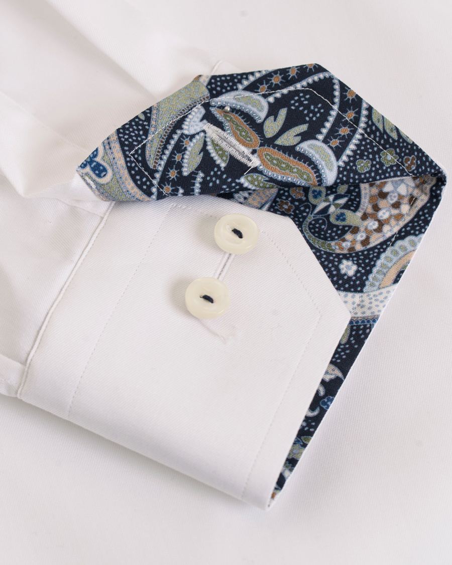 Heren | Overhemden | Eton | Super Sim Contrast Flower Shirt White