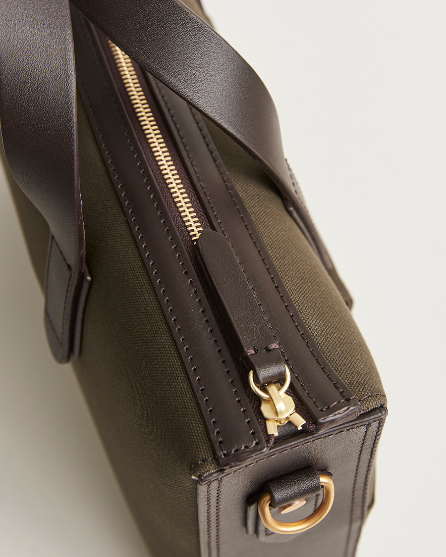 Homme | Mismo M/S Canvas Briefcase Army/Dark Brown | Mismo | M/S Canvas Briefcase Army/Dark Brown