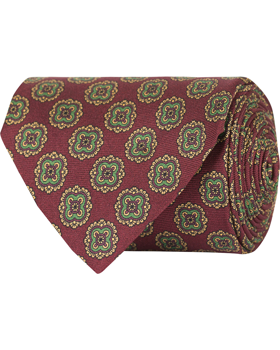 Homme | Amanda Christensen Silk Printed Medallion 8 cm Tie Wine Red | Amanda Christensen | Silk Printed Medallion 8 cm Tie Wine Red