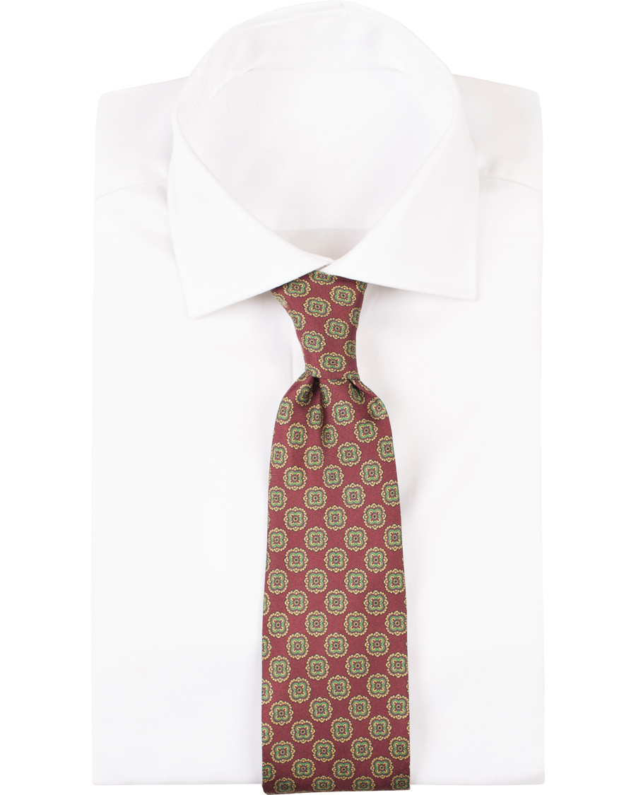 Homme | Amanda Christensen Silk Printed Medallion 8 cm Tie Wine Red | Amanda Christensen | Silk Printed Medallion 8 cm Tie Wine Red