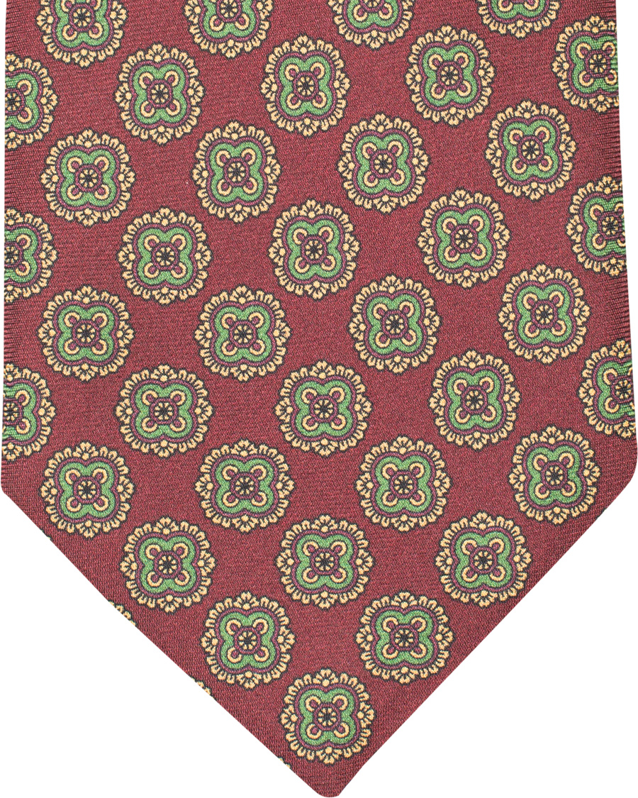 Homme | Amanda Christensen Silk Printed Medallion 8 cm Tie Wine Red | Amanda Christensen | Silk Printed Medallion 8 cm Tie Wine Red