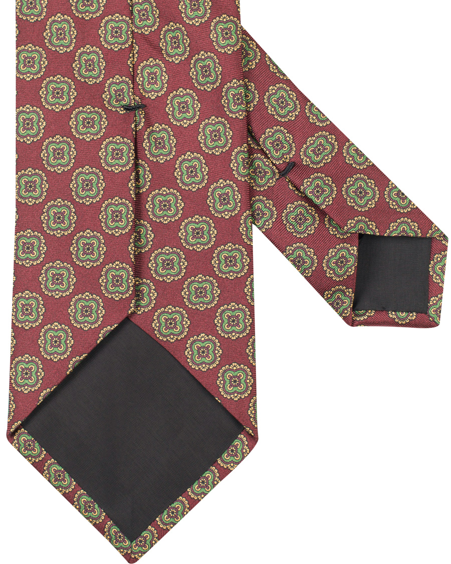 Homme | Amanda Christensen Silk Printed Medallion 8 cm Tie Wine Red | Amanda Christensen | Silk Printed Medallion 8 cm Tie Wine Red