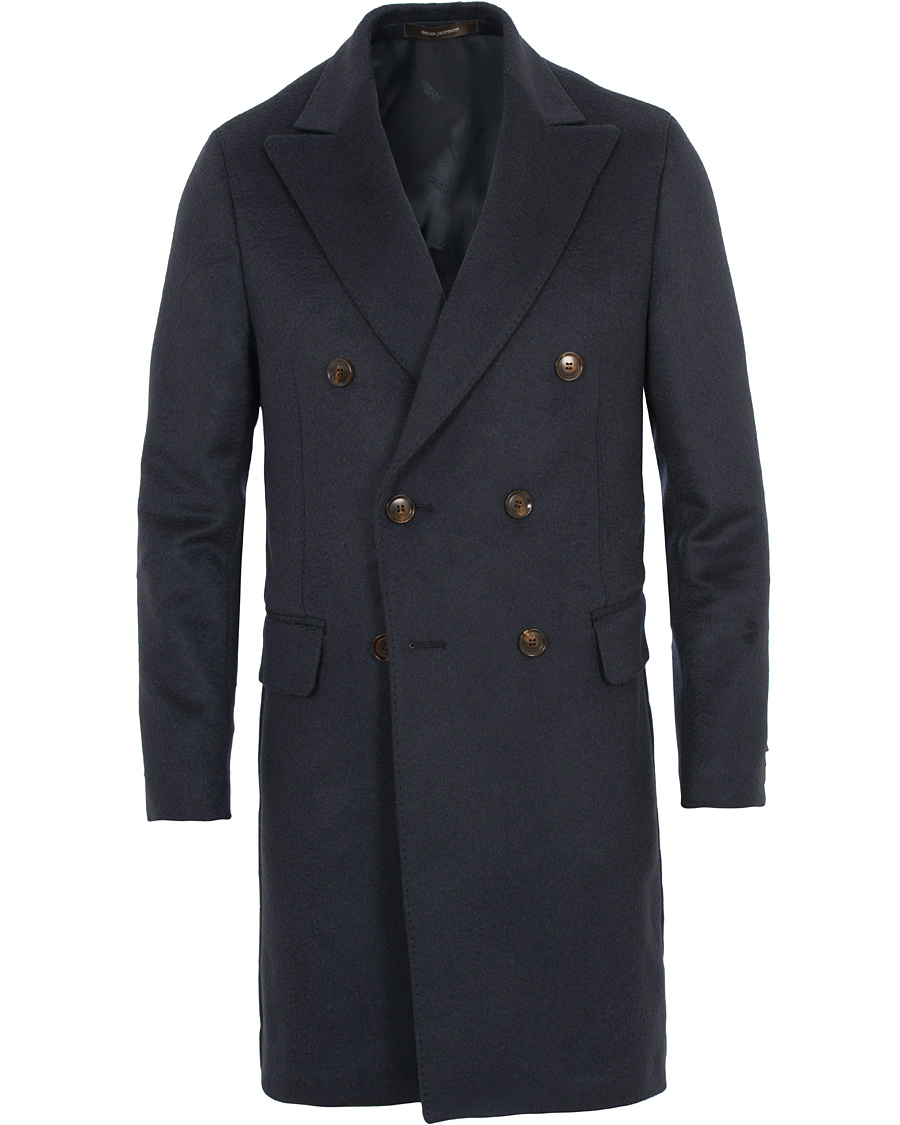 Homme | Manteaux Et Vestes | Oscar Jacobson | Saul Delux Double Breasted Camelhair Coat Navy