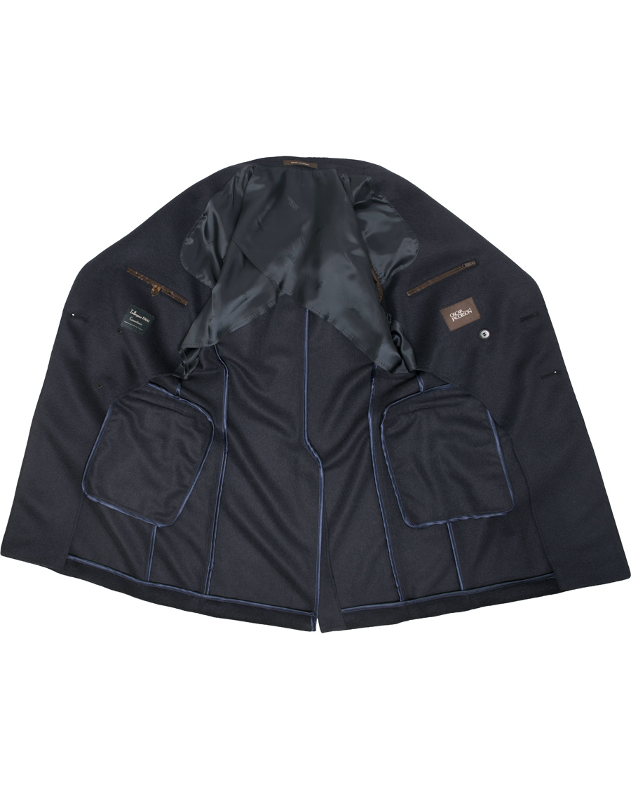 Homme | Manteaux Et Vestes | Oscar Jacobson | Saul Delux Double Breasted Camelhair Coat Navy