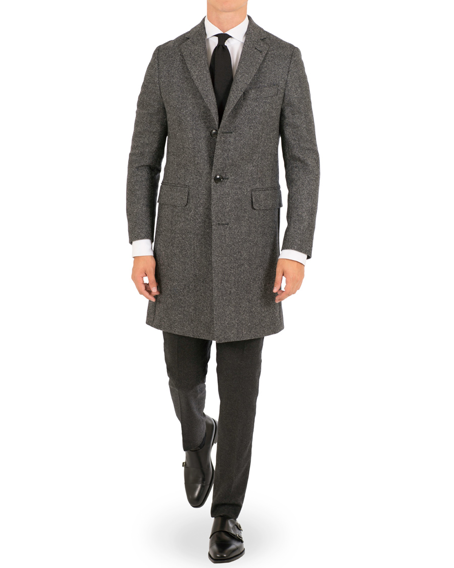Heren | Jassen | Oscar Jacobson | Savile Row Herringbone Wool Coat Grey