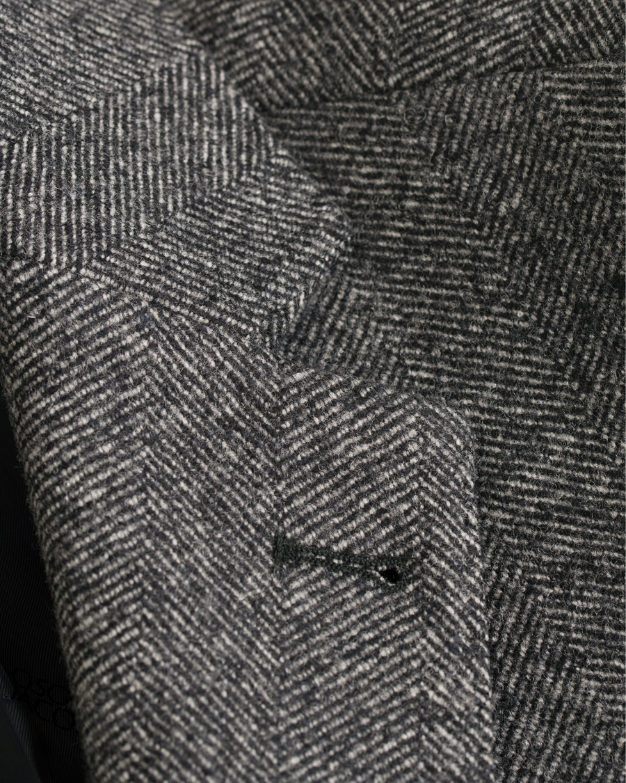 Heren | Jassen | Oscar Jacobson | Savile Row Herringbone Wool Coat Grey