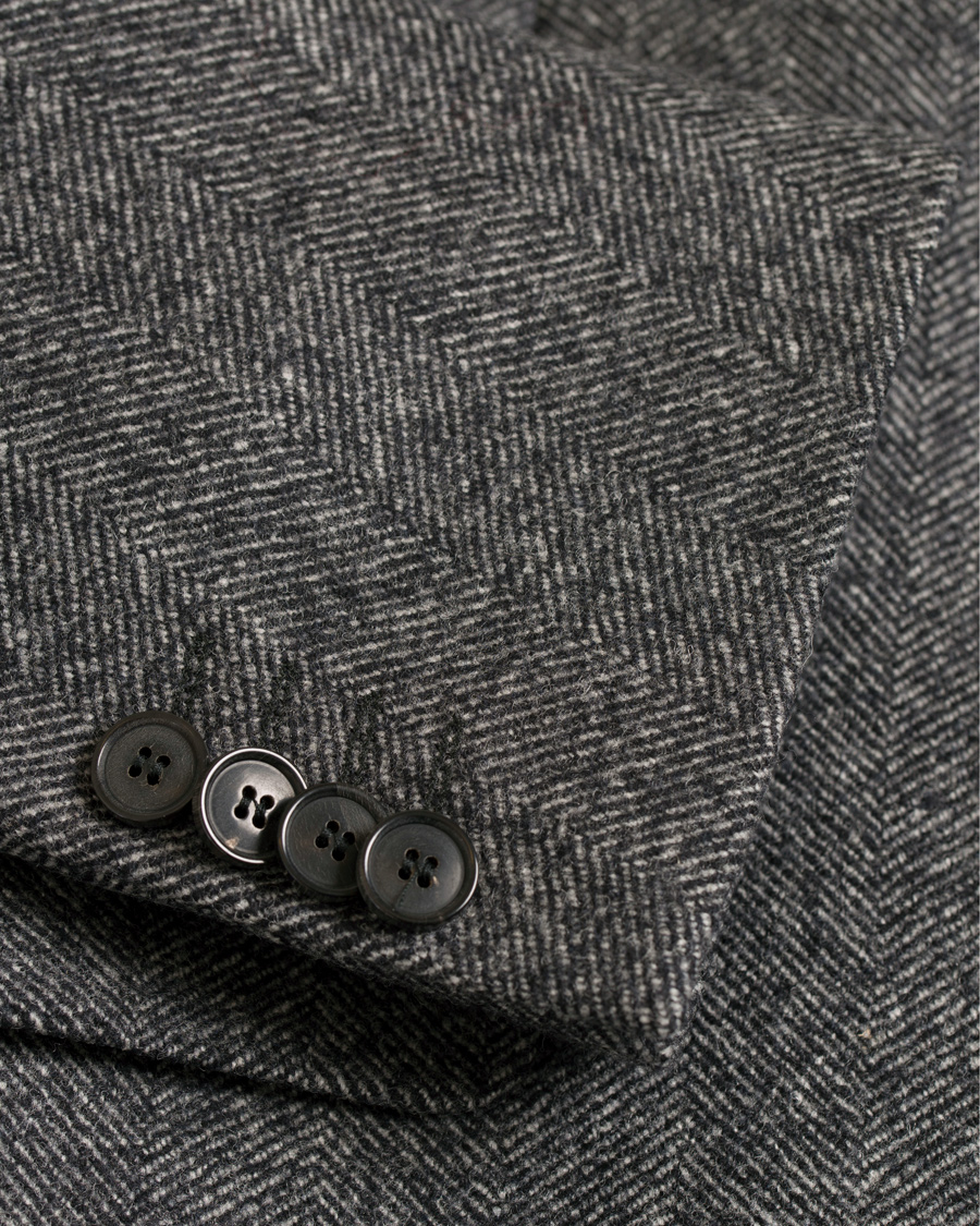 Heren | Jassen | Oscar Jacobson | Savile Row Herringbone Wool Coat Grey