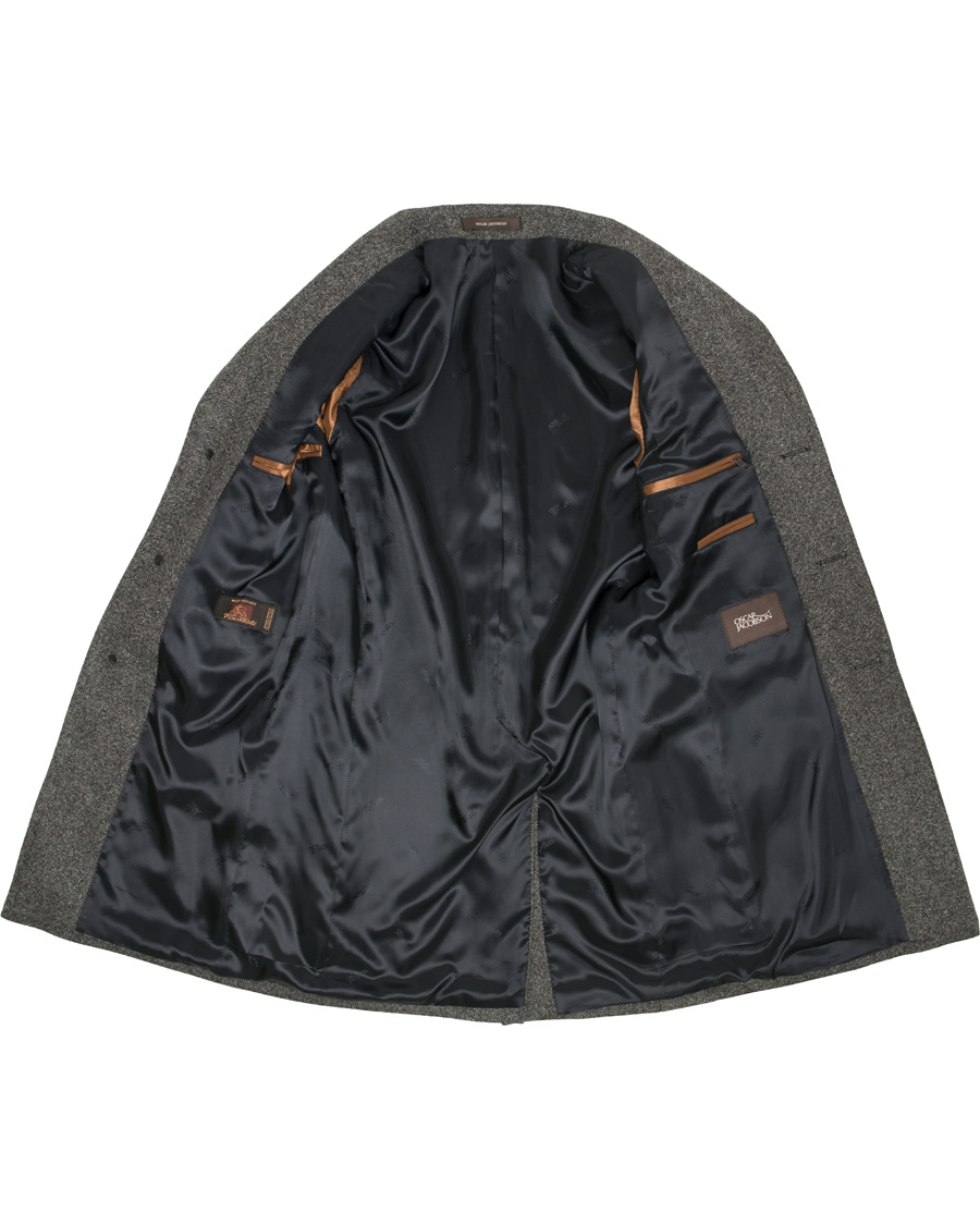 Heren | Jassen | Oscar Jacobson | Savile Row Herringbone Wool Coat Grey