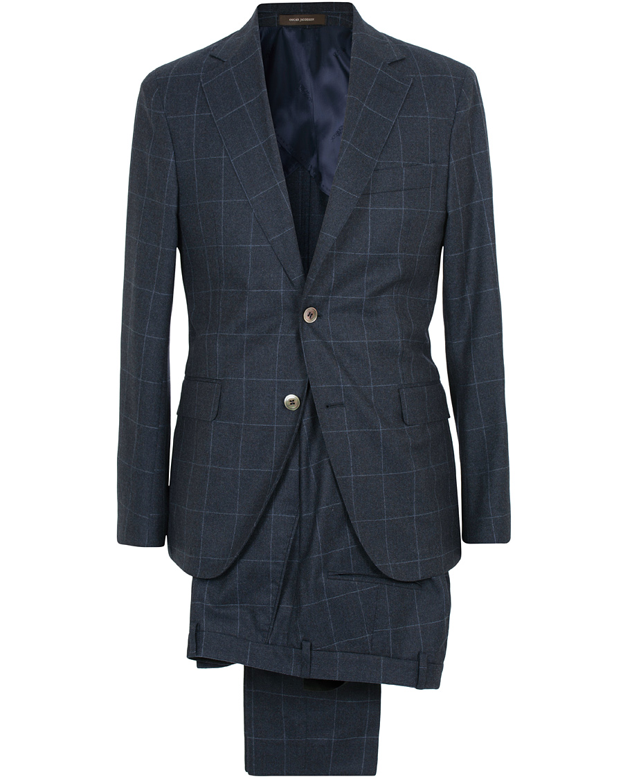 Homme | Costumes | Oscar Jacobson | Egel Wool Check Suit Navy
