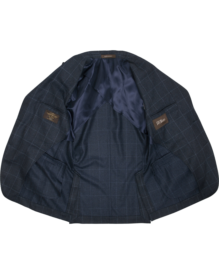 Homme | Costumes | Oscar Jacobson | Egel Wool Check Suit Navy