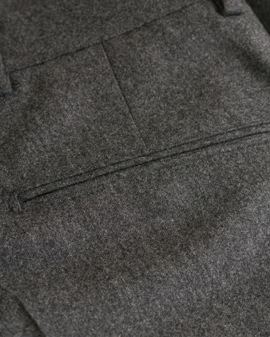 Homme | Pantalons | Oscar Jacobson | Dean Turn Up Flannel Trousers Dark Grey