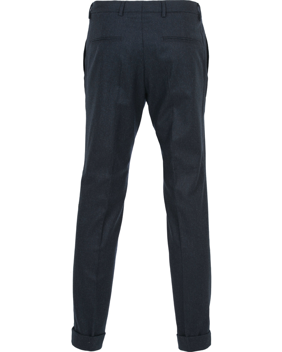 Heren | Broeken | Oscar Jacobson | Dean Turn Up Flannel Trousers Navy