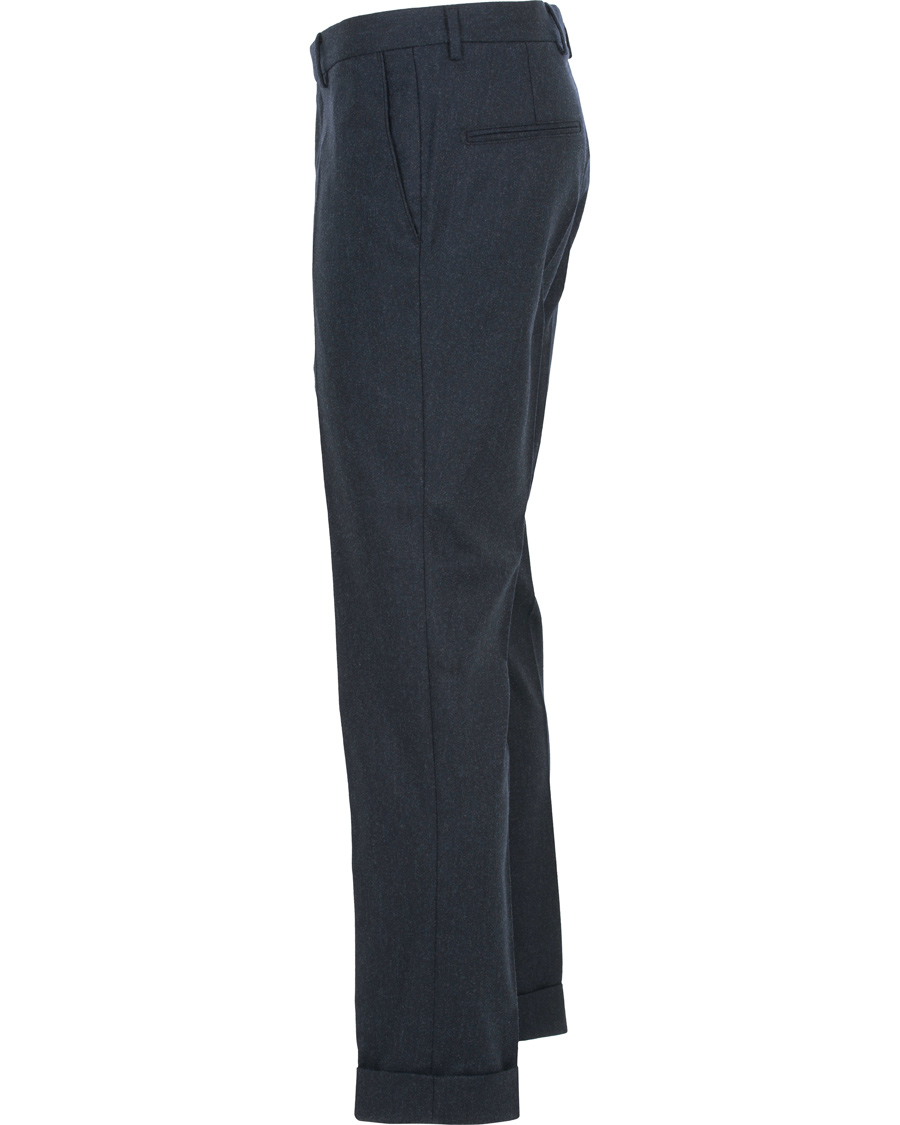 Heren | Broeken | Oscar Jacobson | Dean Turn Up Flannel Trousers Navy