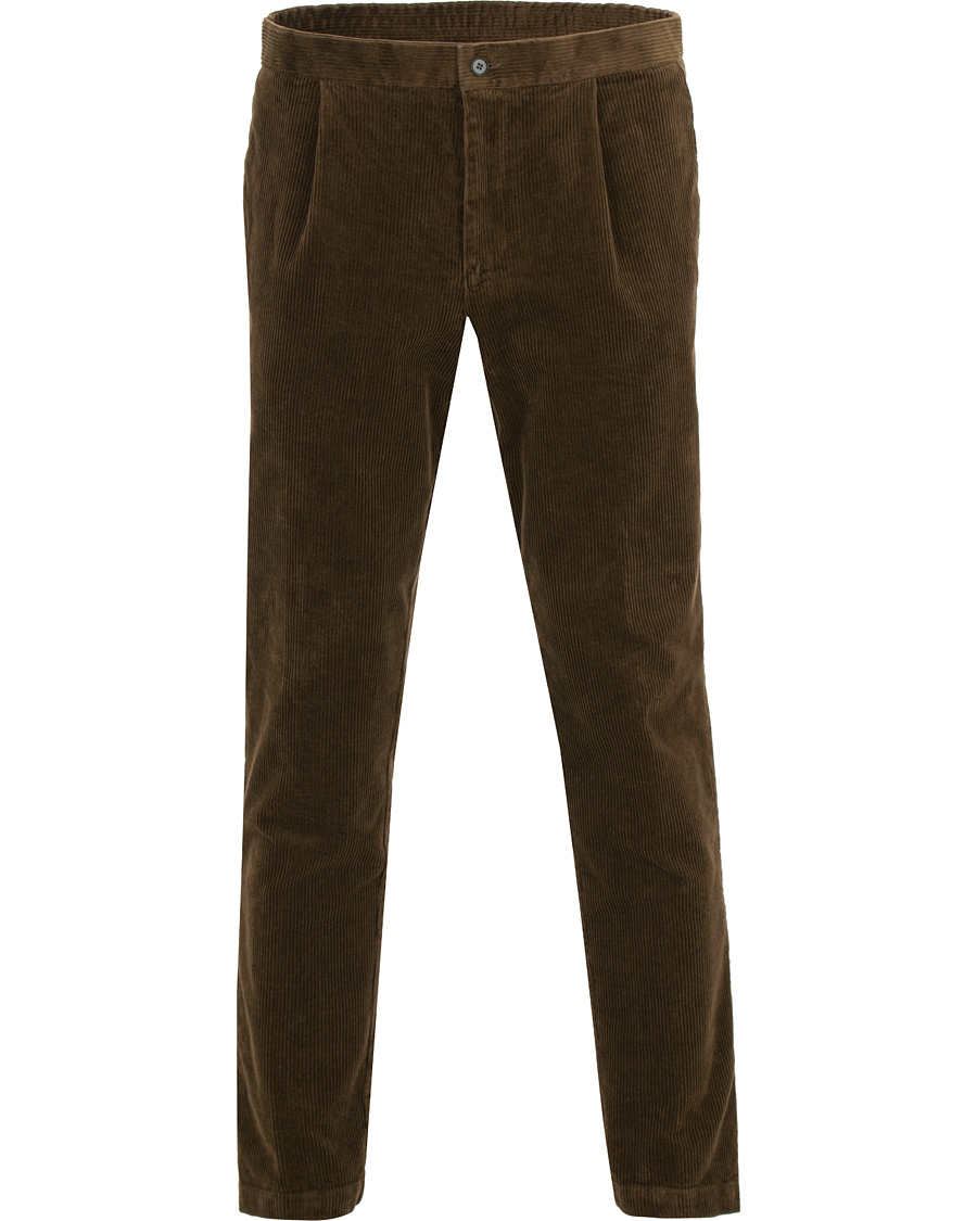 Homme | Pantalons | Oscar Jacobson | Denver Single Pleated Trousers Brown