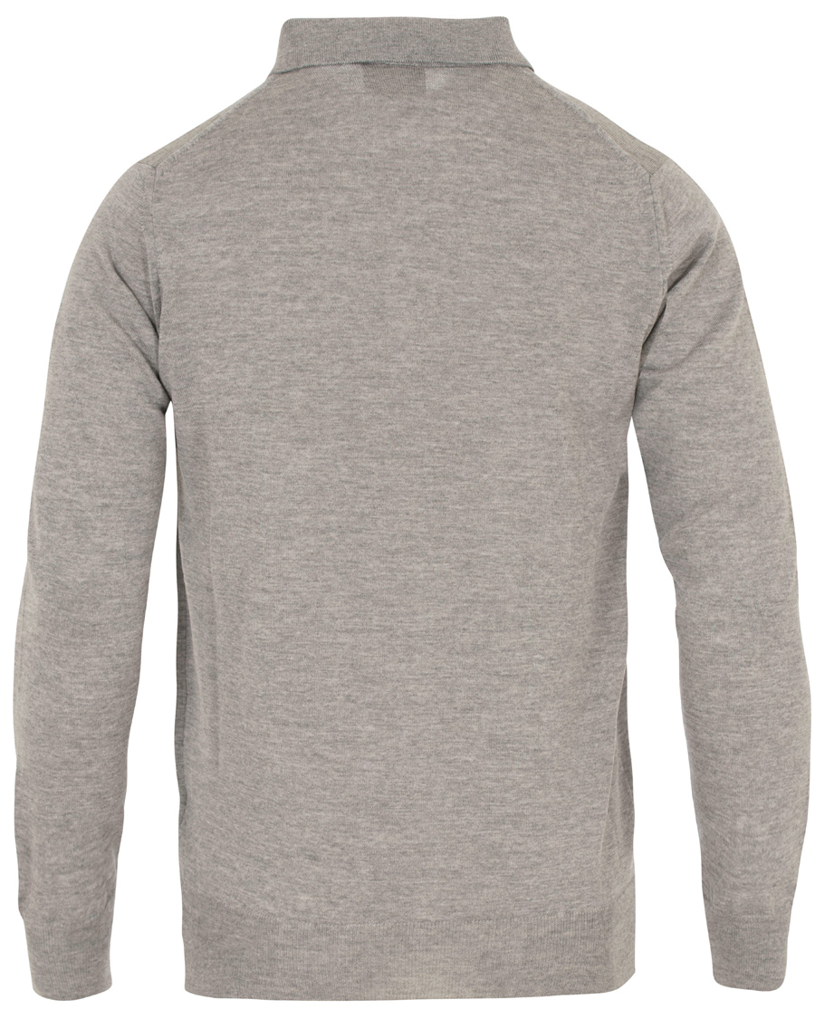 Homme | Pulls Et Tricots | Oscar Jacobson | Ruben Long Sleeve Merino Poloshirt Grey Melange
