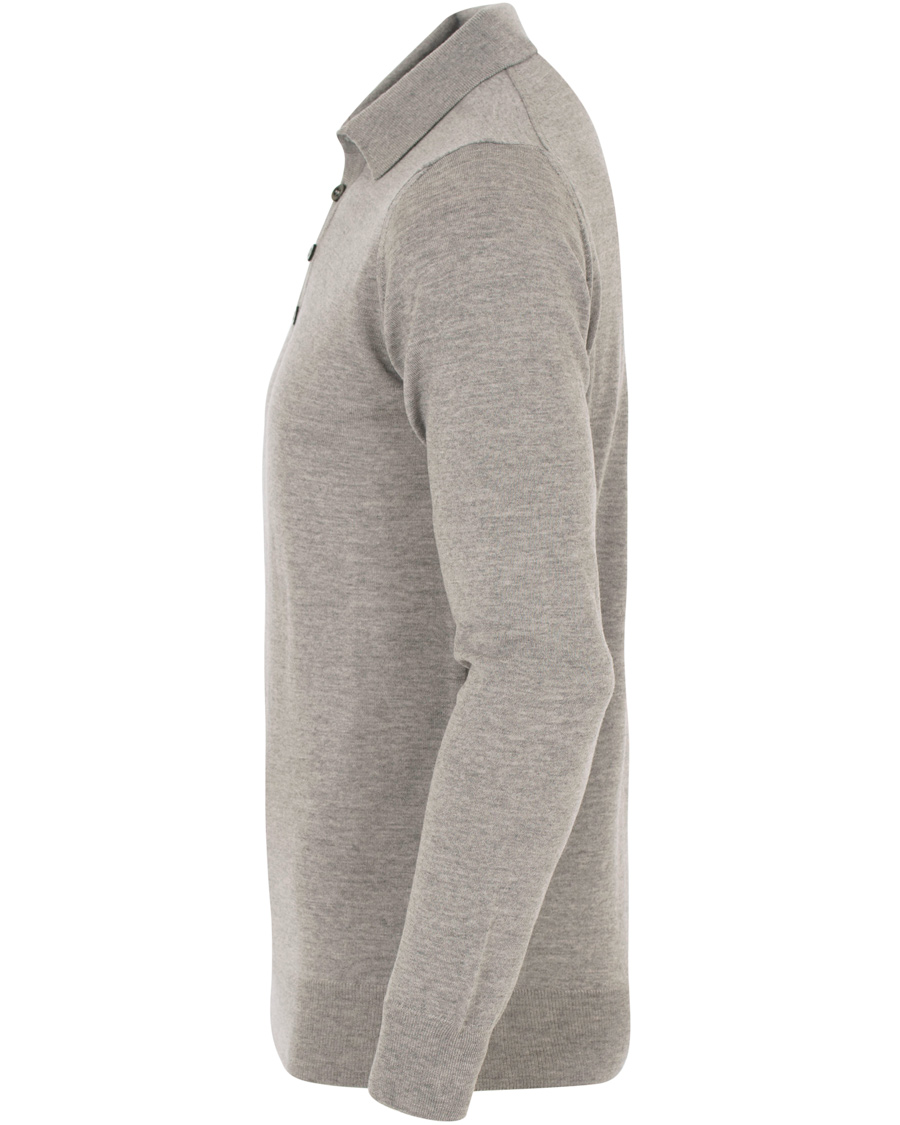 Homme | Pulls Et Tricots | Oscar Jacobson | Ruben Long Sleeve Merino Poloshirt Grey Melange