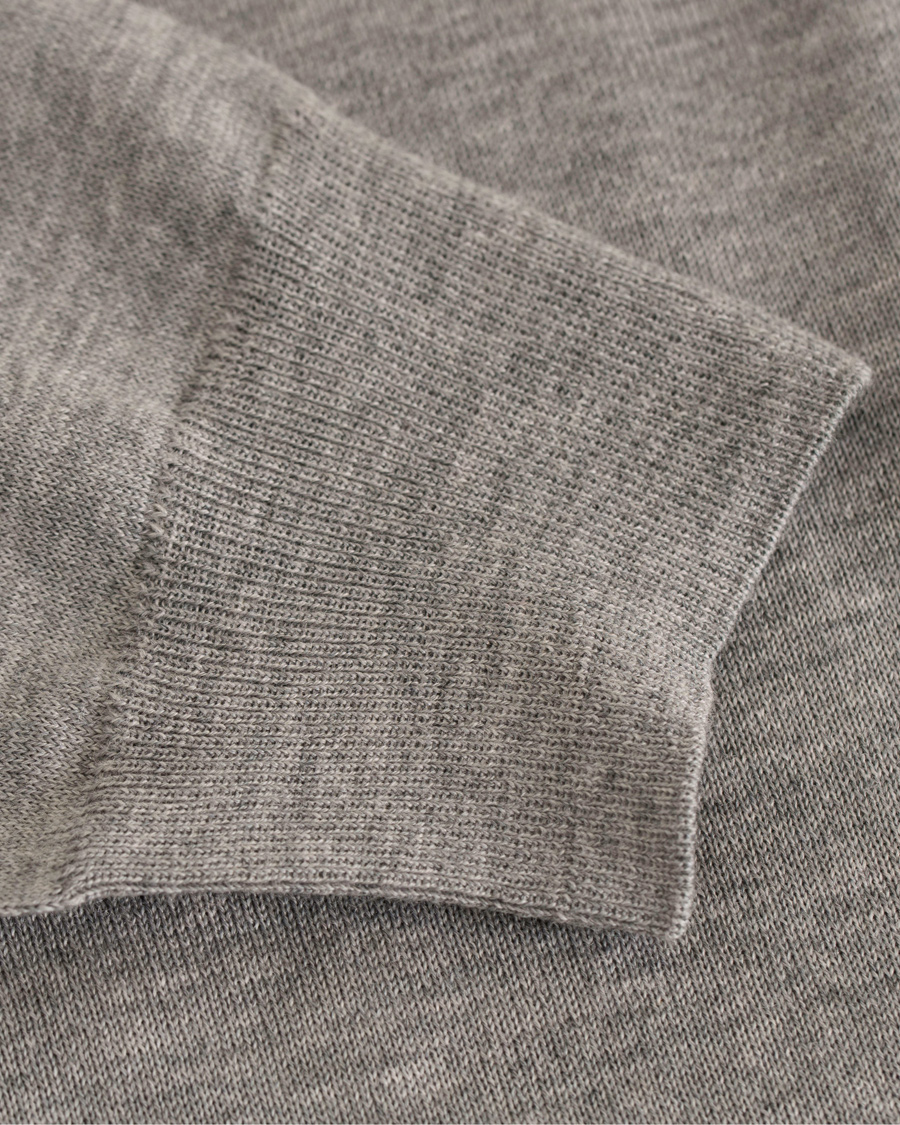 Homme | Pulls Et Tricots | Oscar Jacobson | Ruben Long Sleeve Merino Poloshirt Grey Melange