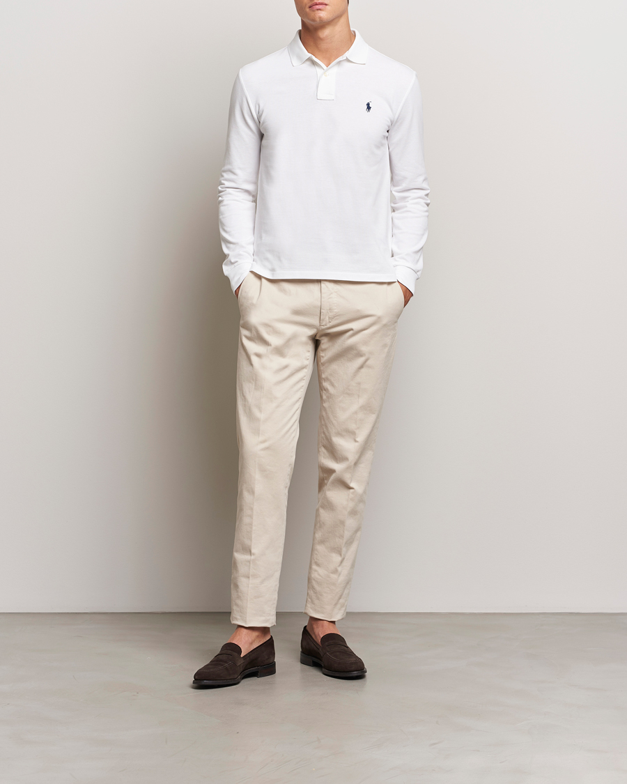 Heren | Polo's | Polo Ralph Lauren | Slim Fit Long Sleeve Polo White