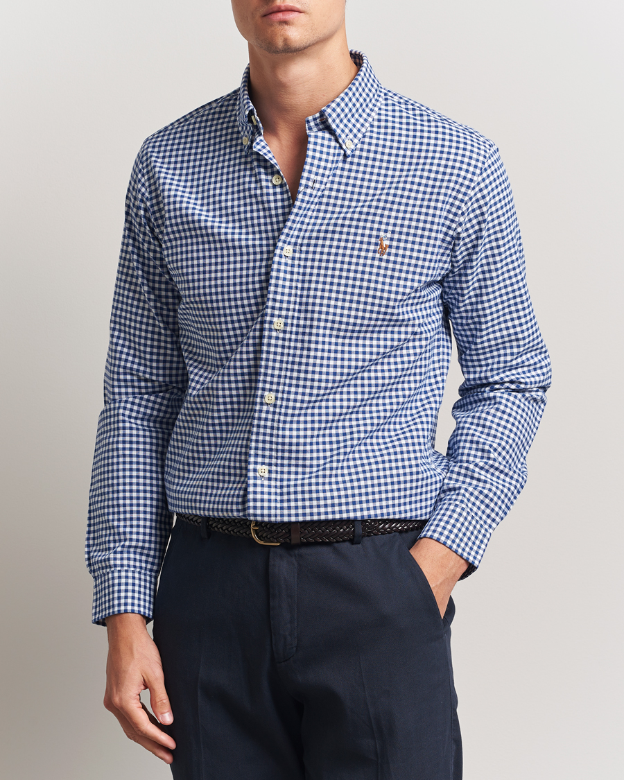 Homme | Chemises | Polo Ralph Lauren | Custom Fit Oxford Gingham Shirt Blue/White