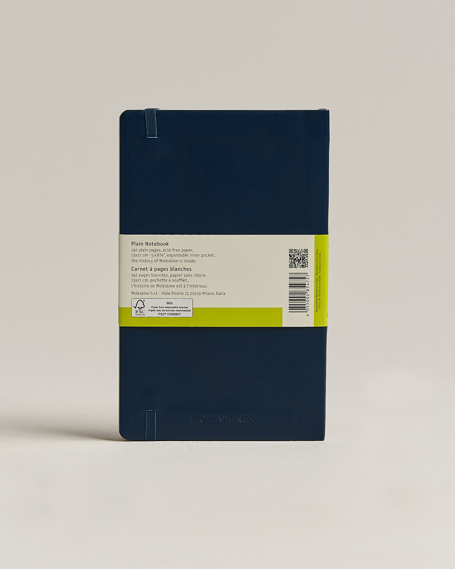 Homme | Moleskine Plain Soft Notebook Large Sapphire Blue | Moleskine | Plain Soft Notebook Large Sapphire Blue