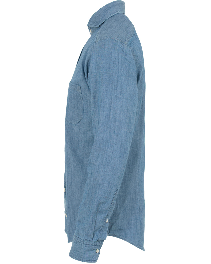 Heren | Overhemden | Eton | Slim Fit Denim Cut Away Shirt Indigo Blue