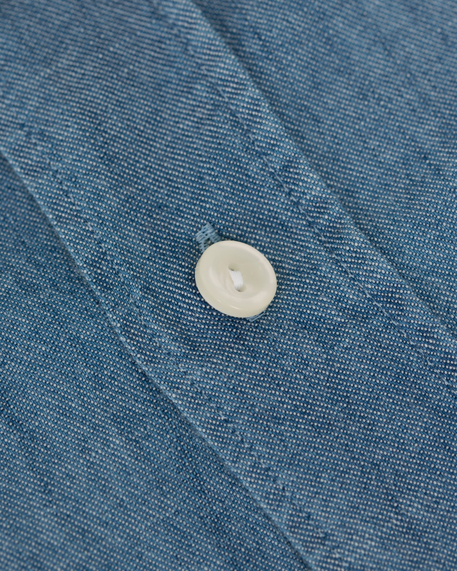 Heren | Overhemden | Eton | Slim Fit Denim Cut Away Shirt Indigo Blue