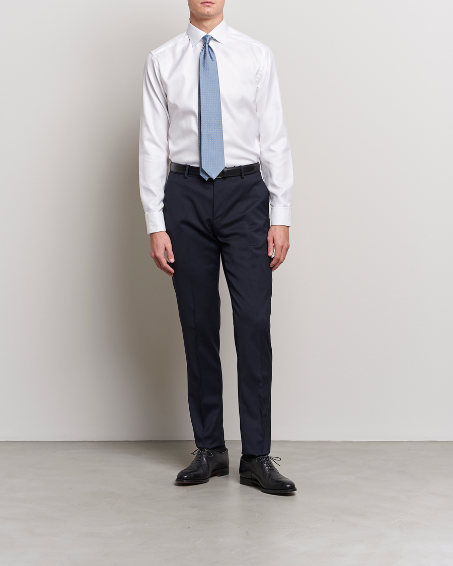 Heren | Overhemden | Eton | Slim Fit Twill Double Cuff Shirt White