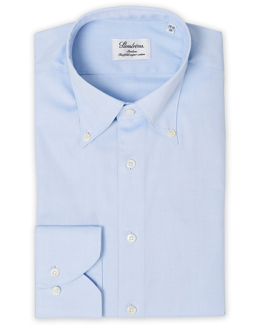 Heren | Overhemden | Stenströms | Slimline Button Down Shirt Light Blue